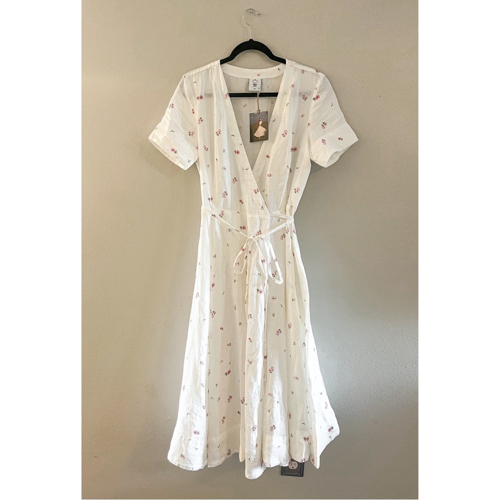 Son De Flor NWT Apple Blossom Wrap Dress Linen Medium M